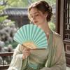 Light Green Folding Hand Fan Shell-Shaped Dance Fan Creative Retro Handheld  Fan  Wedding