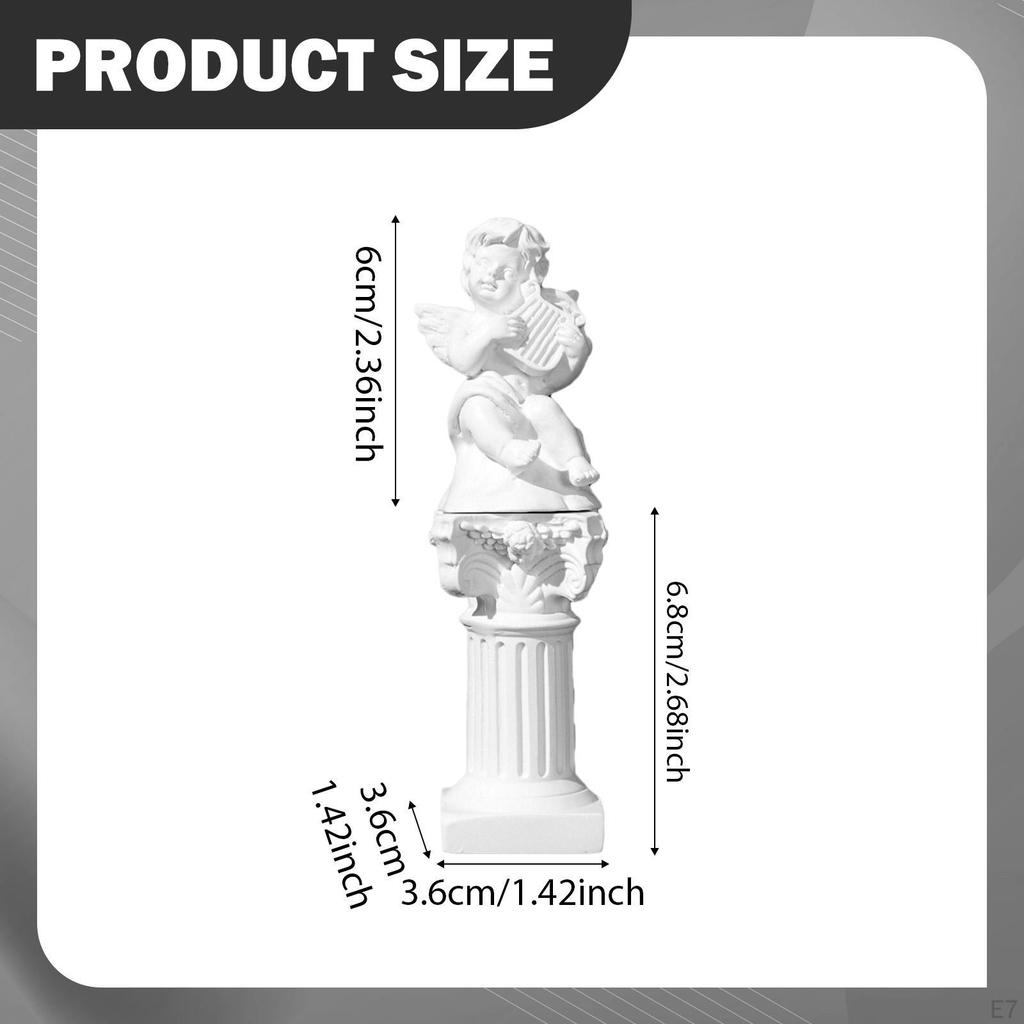 Cherub Statue Mini Greek Column Little Angel Figurine Artwork Small Roman Pillar for Room Bedroom