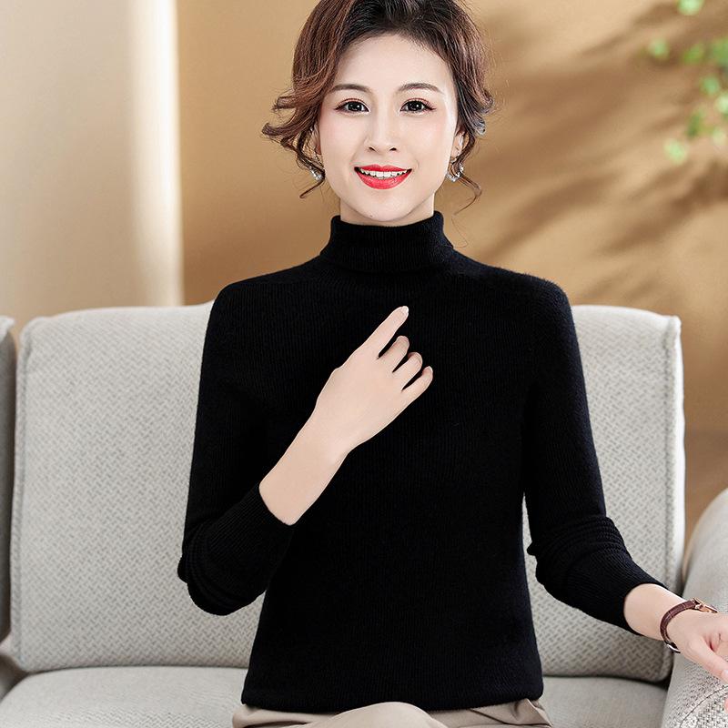 Luxurious Cashmere Wool High-Neck Winter Base Layer for Women - Plus Size Available
