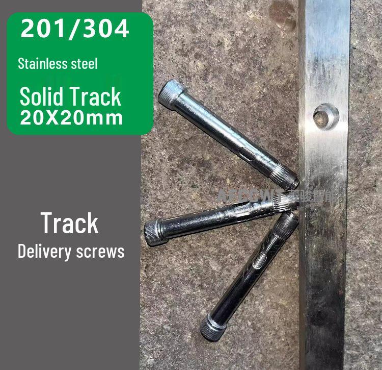 Elektrisk skjutdörr 201 Massivkärna Rostfritt stål 304 Dubbelspårig skena med expansionsskruvar