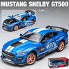 Brinquedo modelo de carro fundido Mustang Shelby GT500 em escala 1/24, veículo de brinquedo retrátil com som e luz para crianças, meninos, meninas, coleção de presentes