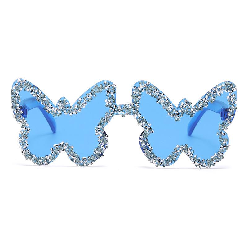 Man Woman Rhinestone Butterfly Shape One-Piece Sunglasses, Party Prom Runway Fashion Accessory Eyewear