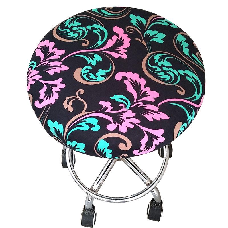 Home Hocker, runder Stuhlbezug, floraler Schonbezug, Spandex-Sitzbezug, elastischer Stuhl, Bar, mehrfarbig