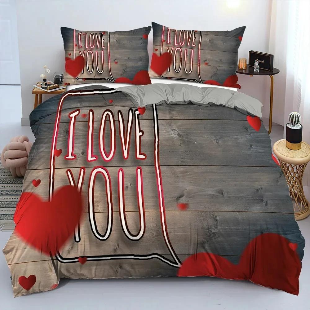 Valentine's Day Wedding Rose Flower Comfortable Duvet Cover Pillowcase Bedding Set Children Bedroom Decoration Home Textile