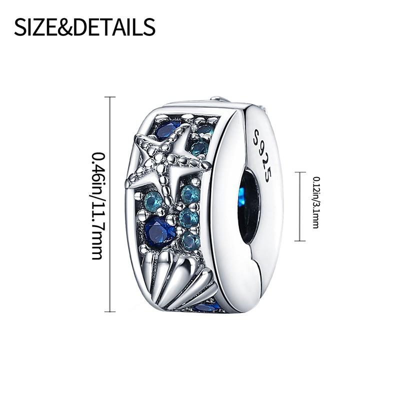 Compatible With Bangle Bracelet High Quality Fine Jewelry Inlaid Zircon Charm Bead Components Copper Metal Starfish and Sea Shell Clip Bead