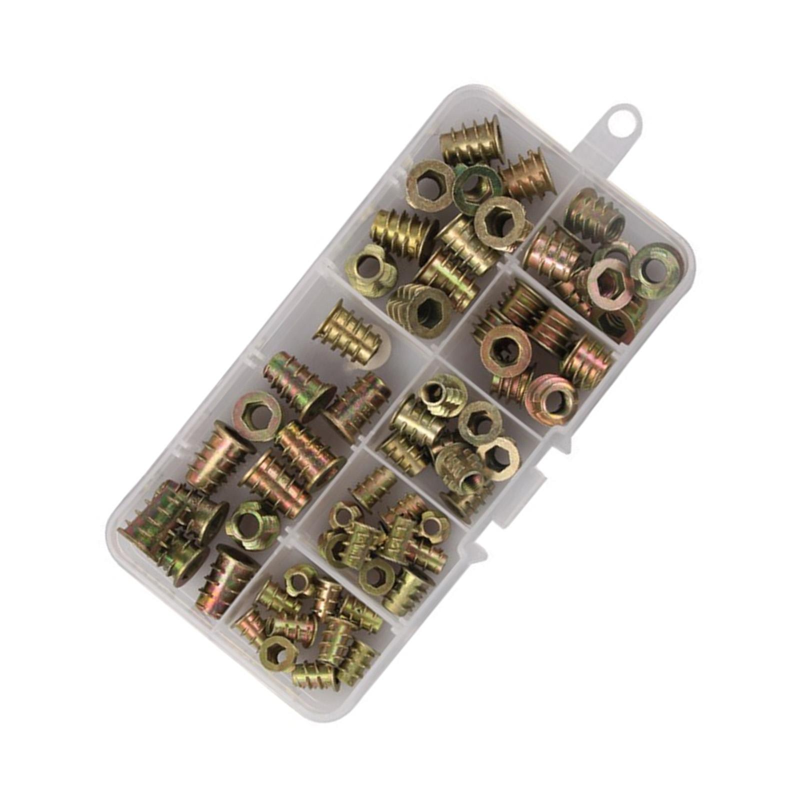 

70 шт. гайки с резьбой из цинкового сплава, вставки для деревянной мебели, болты, соединительные элементы с шестигранным гнездом для привода, винтовые вставки