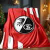 Red White Stripes With Crest Blanket Lightweight Ideal Bedding Blanket Perfect for Travel, Camping, Living Rooms, Offices, Sofas, Fan Christmas gift