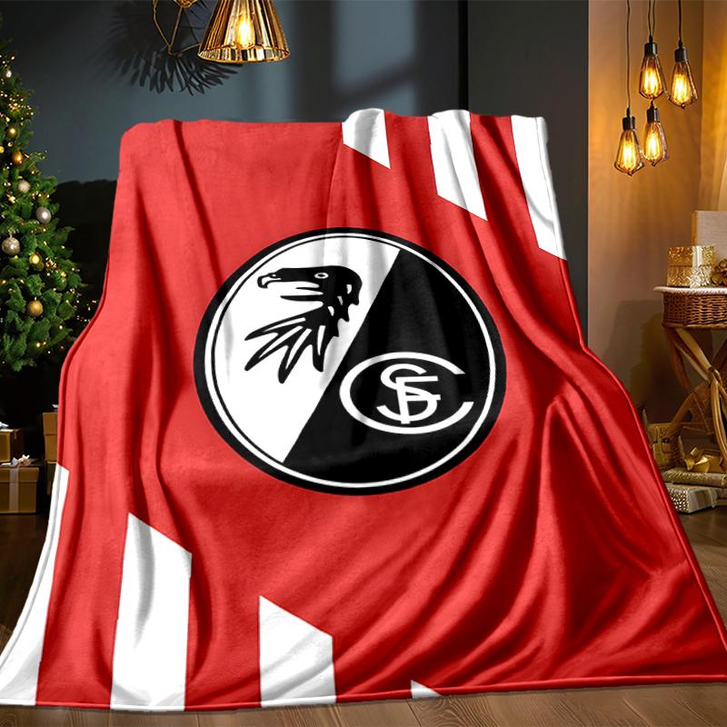 Red White Stripes With Crest Blanket Lightweight Ideal Bedding Blanket Perfect for Travel, Camping, Living Rooms, Offices, Sofas, Fan Christmas gift