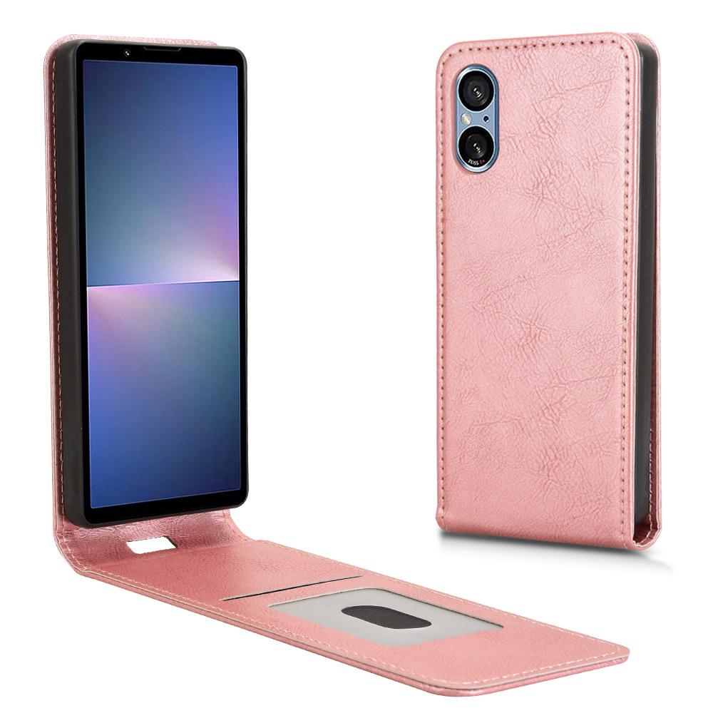 

Для Sony Xperia 5 V Чехол с карманом для карт Магнитный вертикальный флип Кожаный чехол для телефона Rose Gold