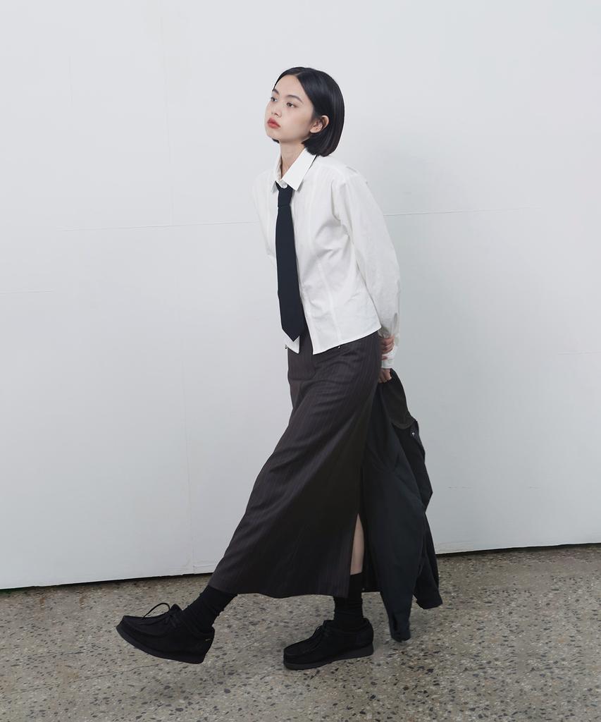 Ohesio Stripe Slit Long Skirt, Brown