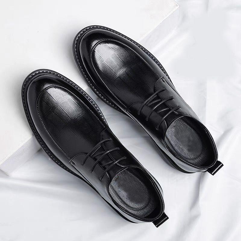 Leather shoes men's shoes formal wear British casual soft-soled green dating men's shoes