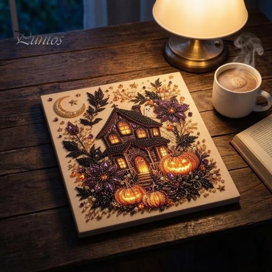 Artisanat Créatif Halloween Perles Bijoux Kit Perles Imitation, Kit Peinture DIY Citrouille Fantôme Ensemble d'Artisanat 3D pour Adultes, Murs Faits Main Idées Cadeaux Créatifs pour Fêtes