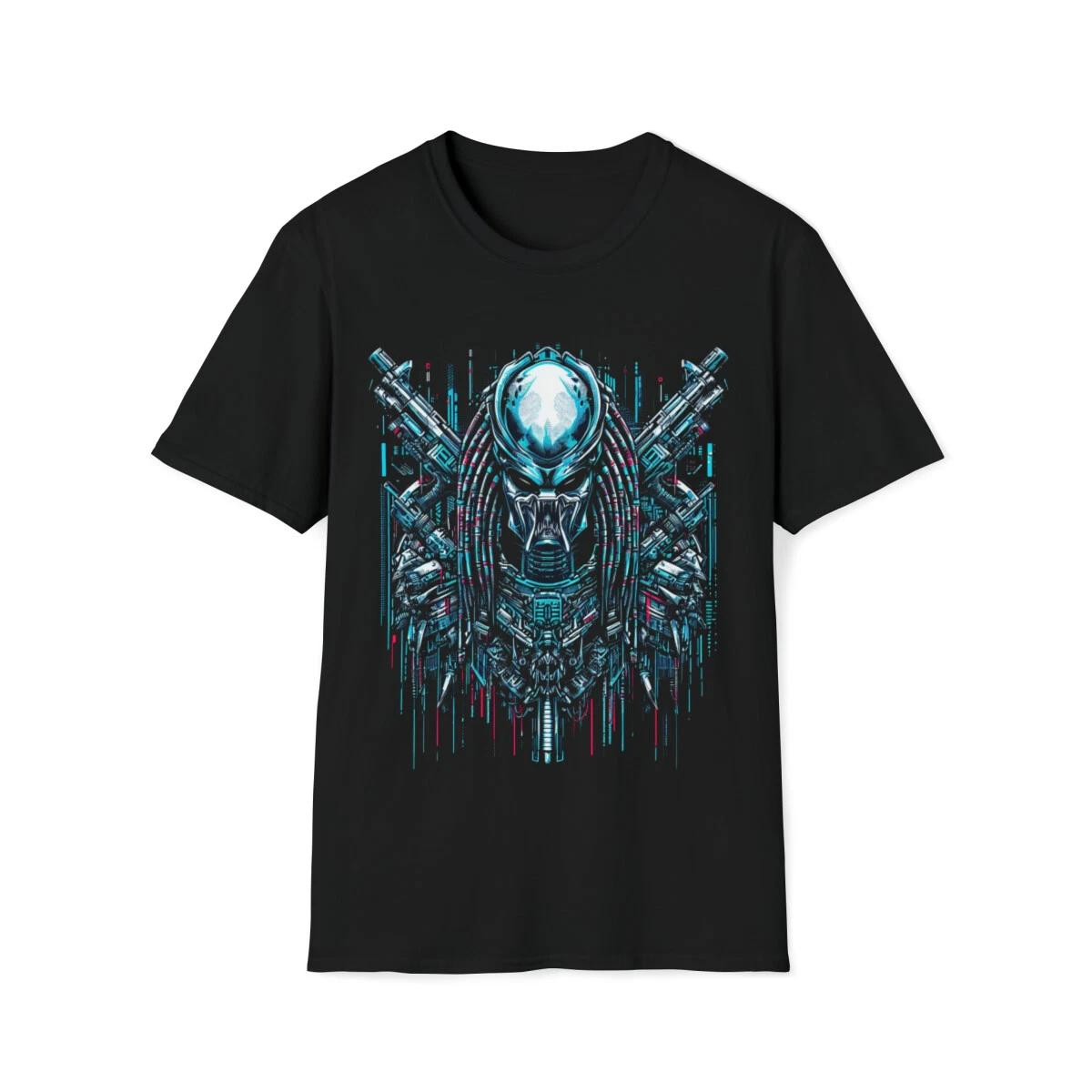 Men s and Women s T-shirts Cyberpunk Predator T-Shirt - High-Tech Hunt in the Neon Jungle XXXXL