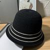 Knitted Hollow Bucket Hat Summer Striped Breathable Sun Hat Children's Outdoor Travel Sun Hat