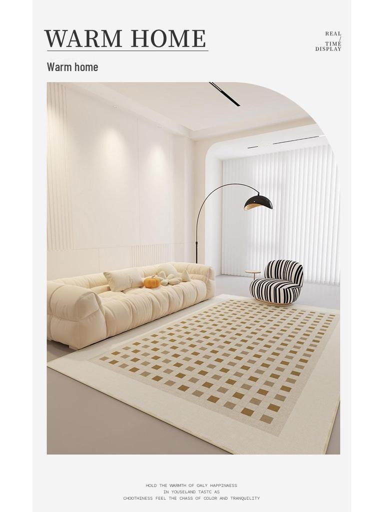 Luxury French-Style Cream Carpet: High-End, Stylish, & Scrubbable for Living Room or Bedroom