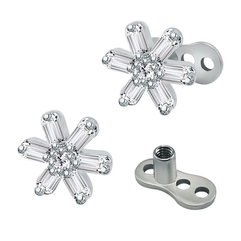 Gioielli per Piercing al Corpo in Acciaio Inossidabile Ancore Dermiche Incastonate di Cristallo Set Accessori di Grado Impiantabile Microdermal
