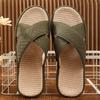 Men's non-slip beef tendon bottom linen slippers summer home indoor breathable sweat-absorbing soft bottom cool slippers thick bottom household