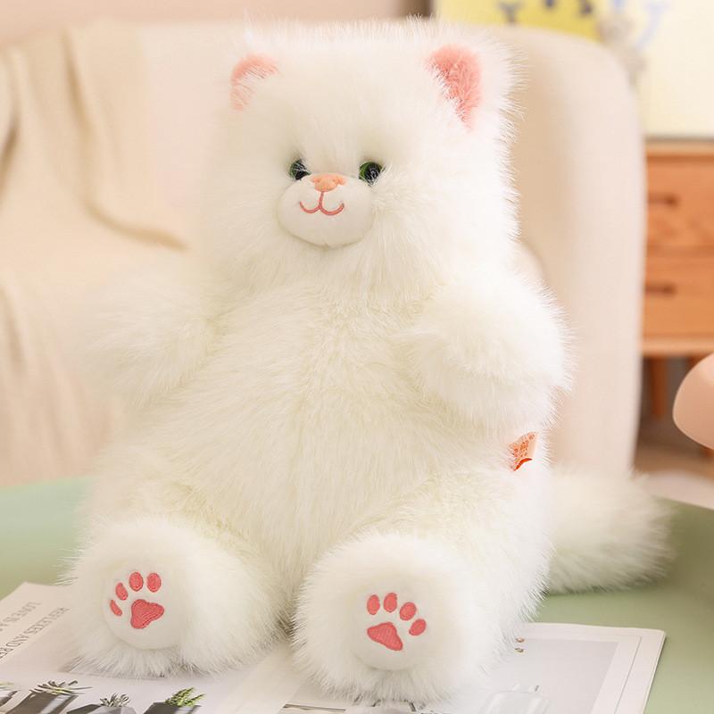 Adorable Long Haired Cat Plush Doll Soft Stuffed Animal Toy For Girls Birthday Gift