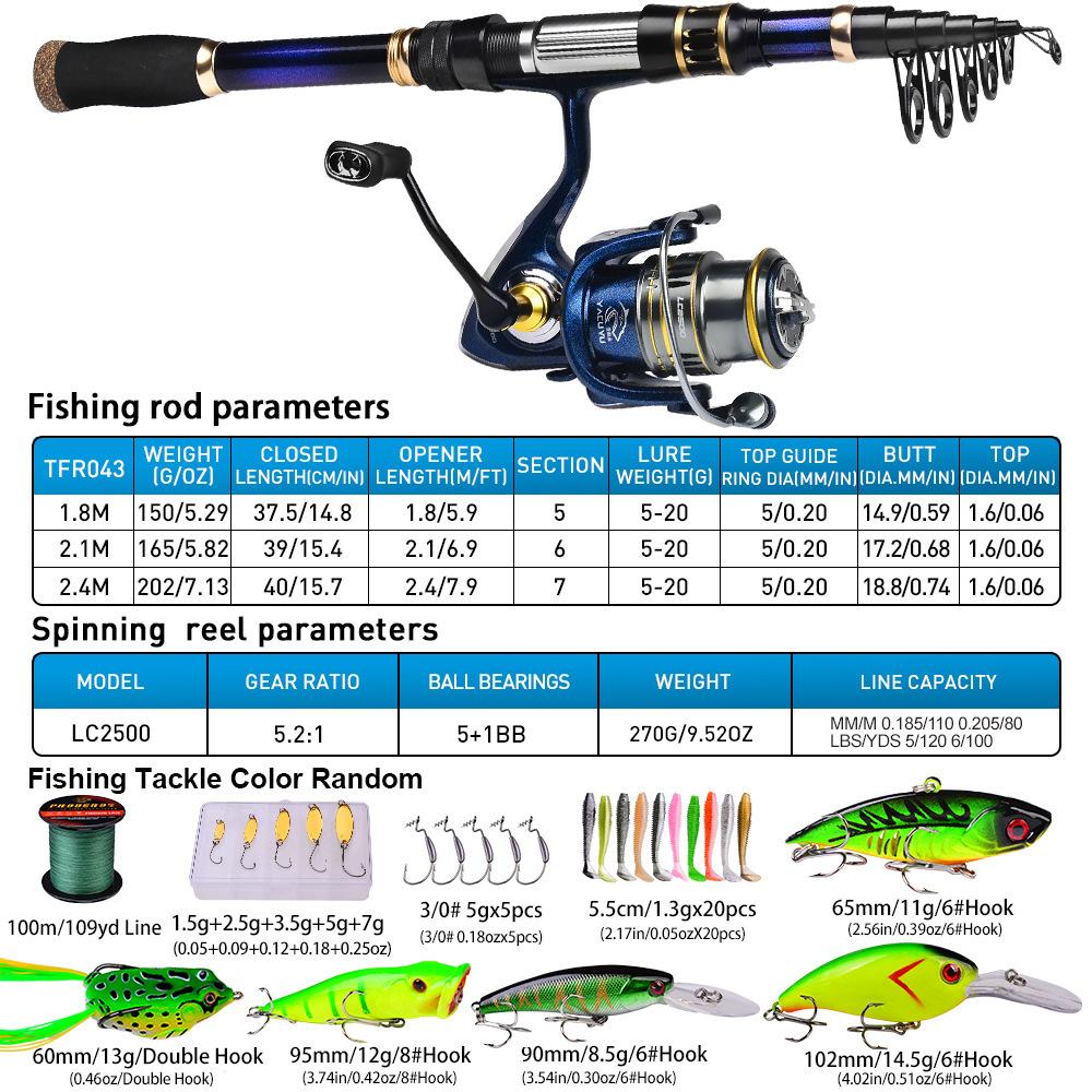 Echo FI046 Carbon Glass Carp Fishing Rod Set-Multi-Section Medium Action Hard Power EVA Composite Handle Lake River Stream