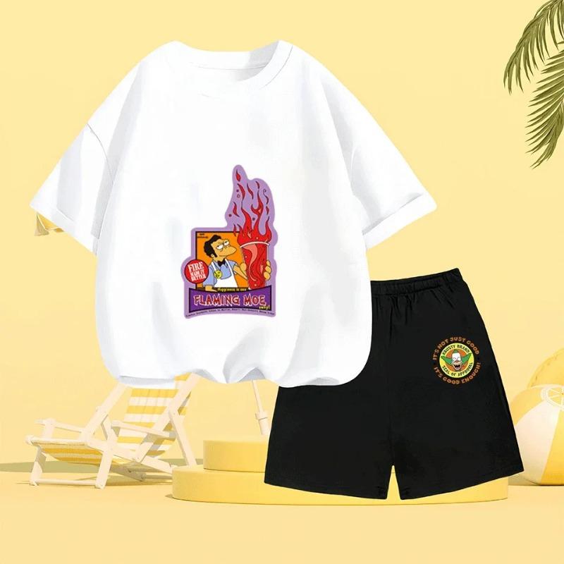 

Summer Fashion Children s Set Bart Simpson Cartoon Print Crew Neck Short Sleeve Set 100