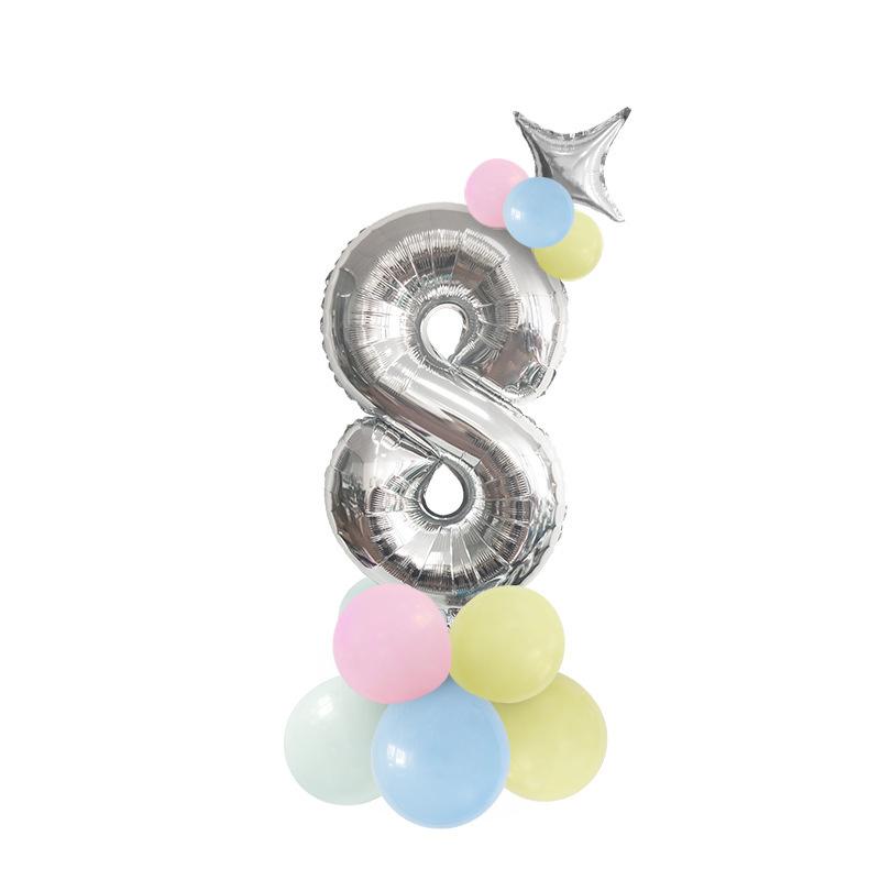 Digital Aluminum Film Balloon Set Balloon Bundle Balloon Column Baby Birthday Party Decoration Arrangement