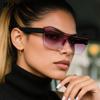 Unisex Square Concave Sunglasses High Quality One Piece Rimless Design UV400 Sunscreen for Outdoor Fashionable Street Shooting
