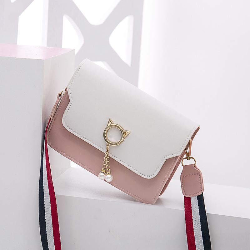 Katzenanhänger Kleine quadratische Tasche Koreanischer Stil Damen Schultertasche Damen Umhängetasche Handy-Tasche