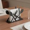 Hollowout Metal Napkin Rack Creative Style Black Iron Holder Decorative Tabletop Tissue