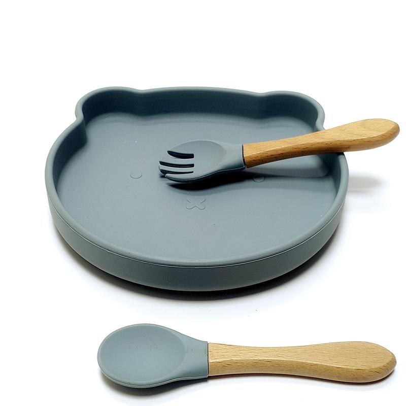 Non-Toxic Children'S Silicone Suction Cup Dinner Plate Bear Complementary Food Dinner Plate Food Grade Baby Learn To Eat Training Tablewar