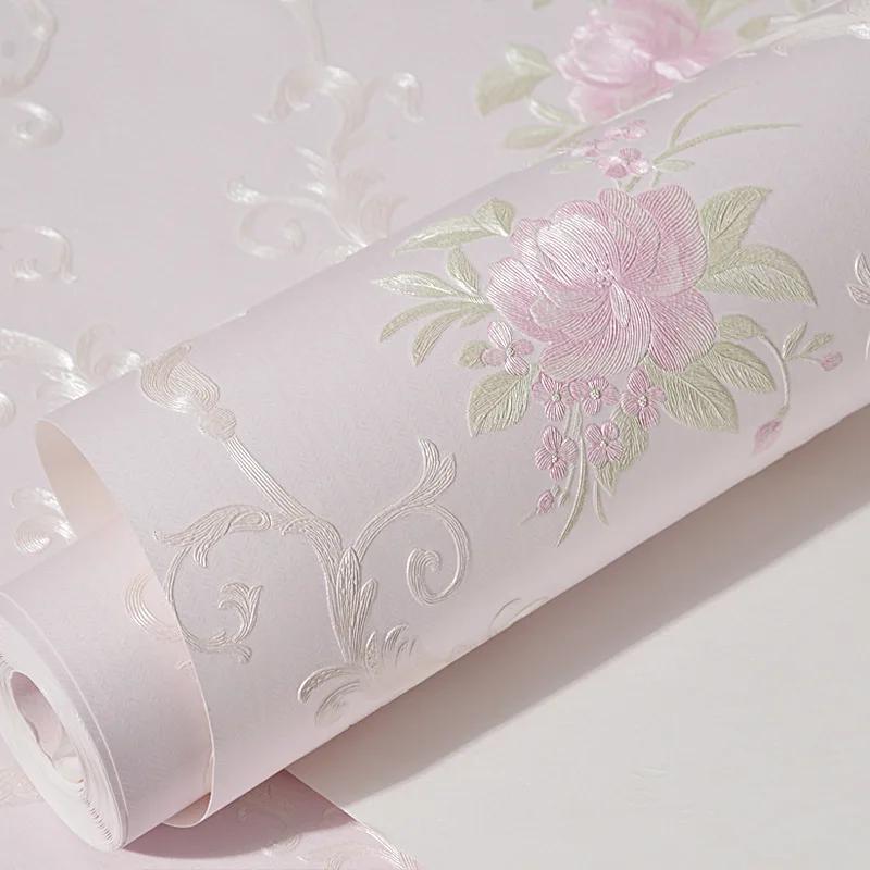 3d Wallpaper Self Adhesive Flower Sticker Pink Floral Bedroom Living Room Tv Background Wall Paper Roll Contact Wallpapers