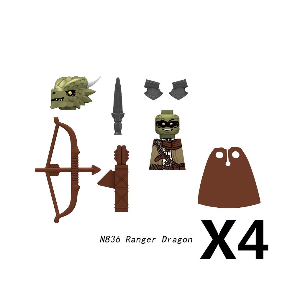 Medieval Castle Soldier Action Figures Building Block Dragon Anime Knight Accessory Warhorse Militia Helmet Shield Toy Gift S015