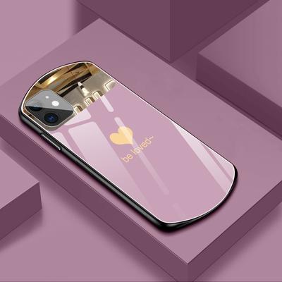 Di lusso Sveglio Ovale a forma di Cuore Cassa Del Telefono In Vetro Temperato Per il iPhone 12 11 Pro Max XSmax XR X SE 8 7 6 Plus Copertura Del Silicone Dello Specchio