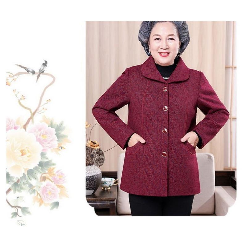 Fashionable Spring Autumn Outerwear for Senior Women Luxury Grandma Clothing Stylish