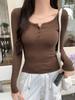Korea Chic U-collar Base Bottom T-shirt Women Casual Long Sleeves Sweet Slim Tees Harajuku Solid Elegant Clothing Winter Winter