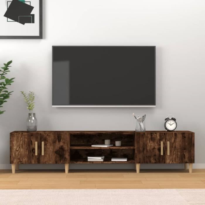 VidaXL Meuble TV chêne fumé 180x31,5x40 cm bois d'ingénierie 816261