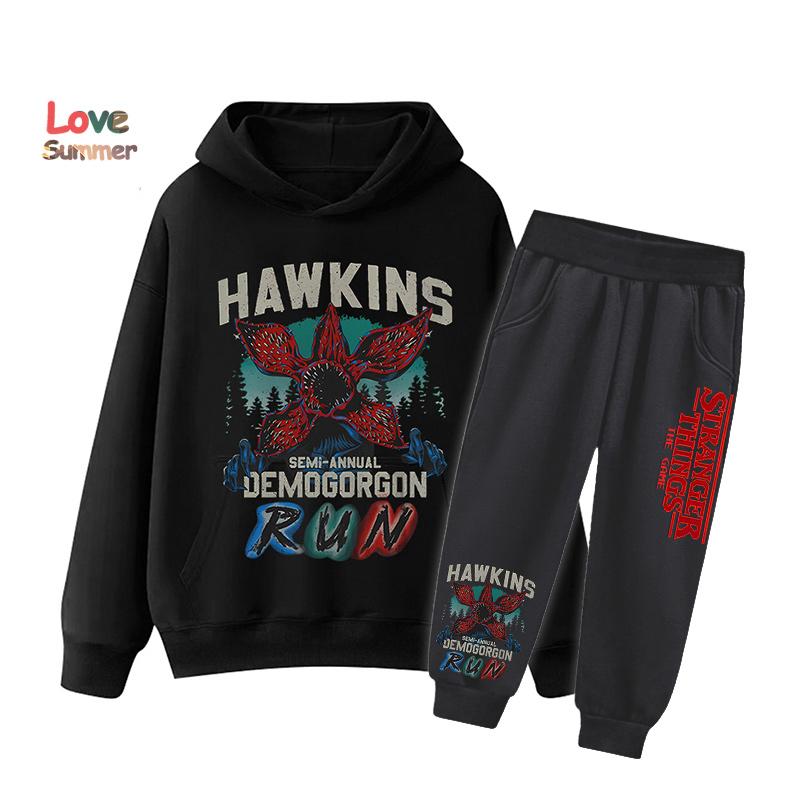 2025 Günstige Beliebte Neuerscheinungen für Jungen Mädchen Lässige Stranger Things Kleidung Grafiken Alltagsstil Herbst Winter Kapuzenpullover Trainingsanzug