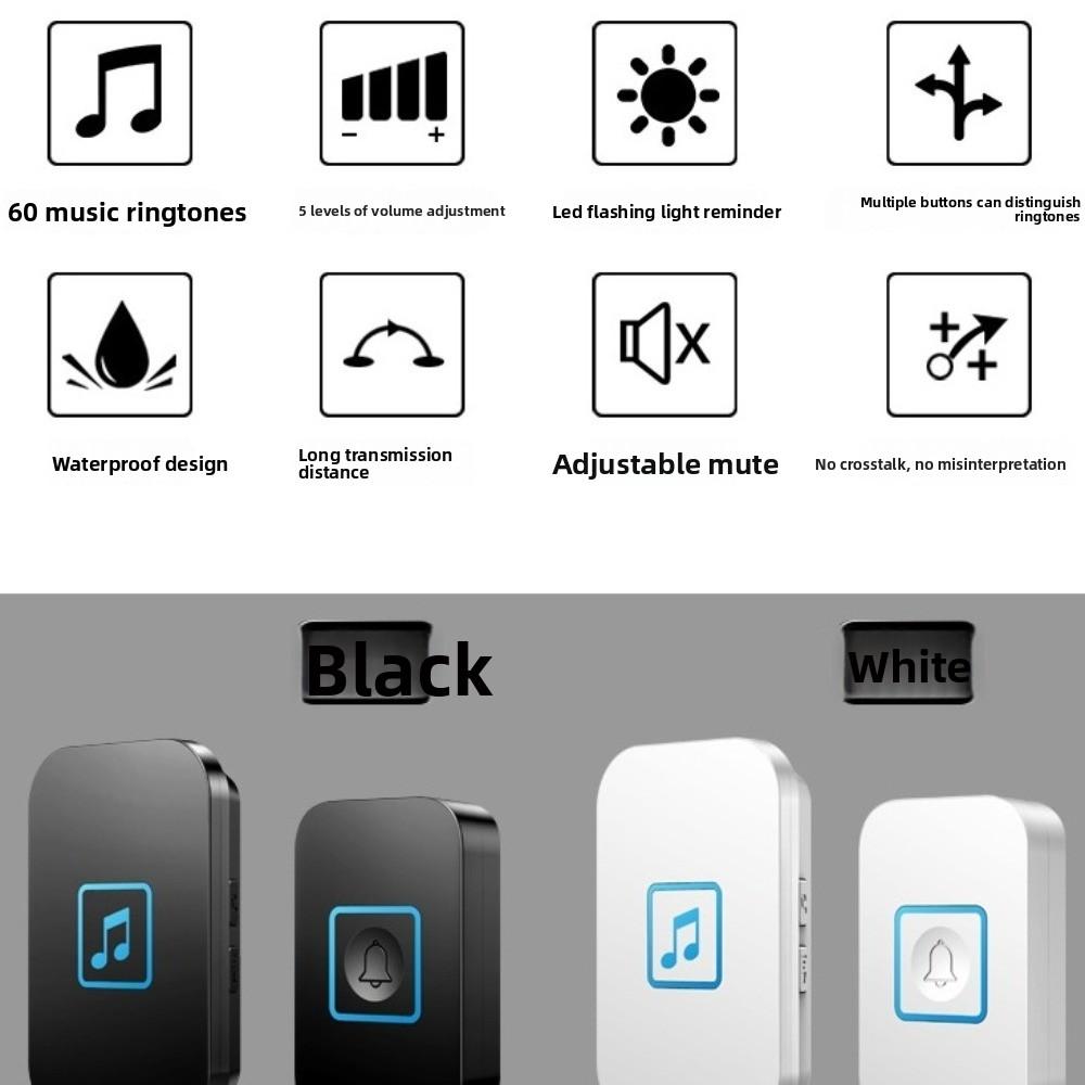 Plastic Electronic Doorbell Waterproof Welcome Doorbell Long Range Door Chime Kit Outdoor Use