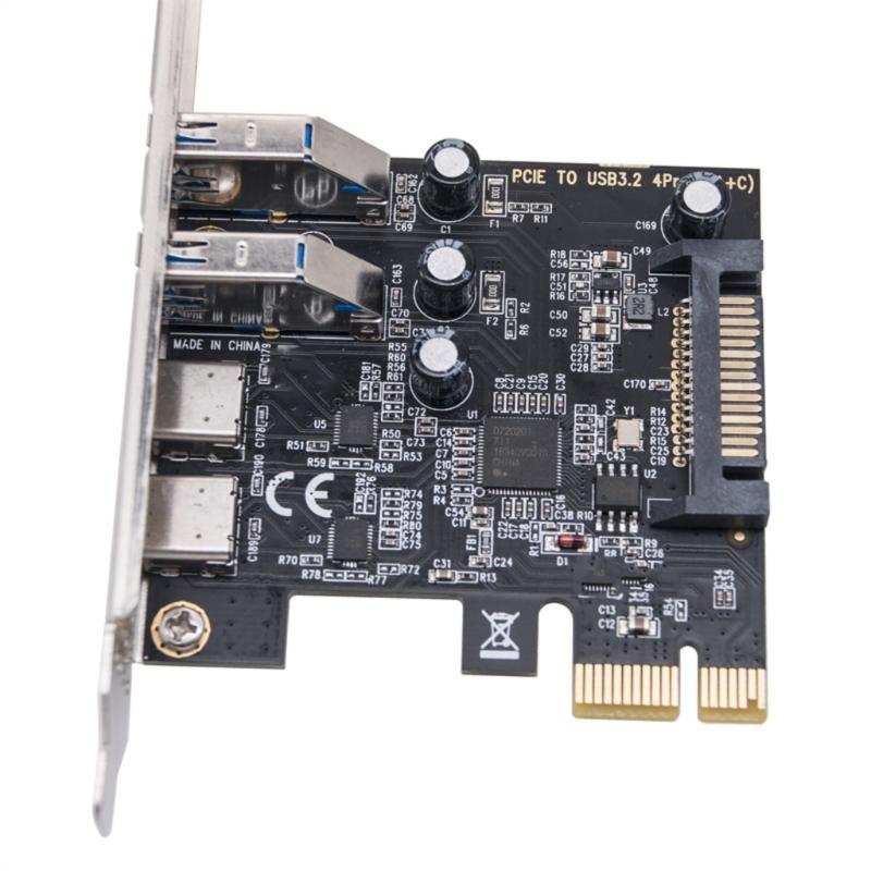 Highly Speed PCIE 1X To USB 3.0 Expansion Card USB 3.2 Gen1 Type C and USB 3.0 Interfaces Risers Card For Desktop PC