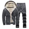 Autumn Winter Fleece Suit Men's Tracksuit Lamb Cashmere Sportwear Casual Warm Hooded Jacket+Pants Set
