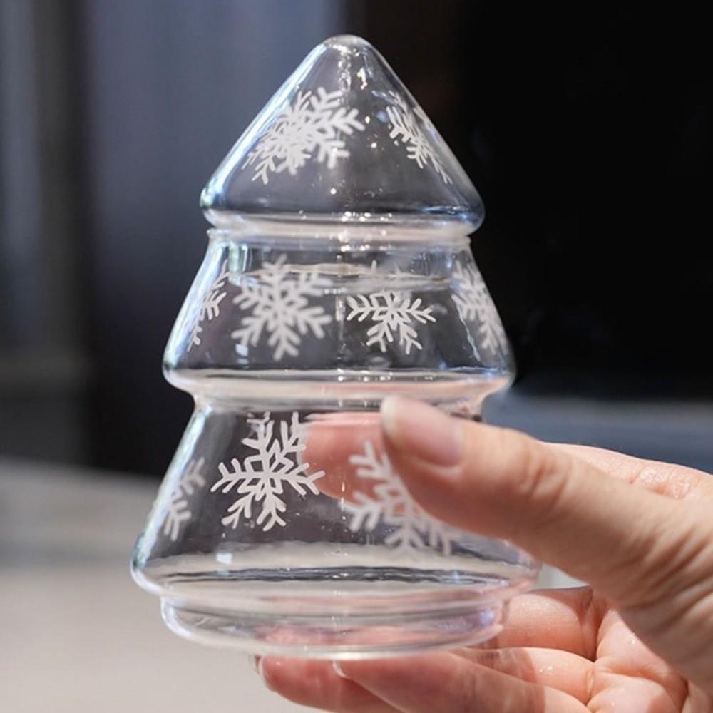 Snowflake Pattern Xmas Candy Jar Large Capacity Christmas Food Container  Holiday Snack Storage