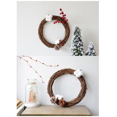 10/12/15/20/25/30cm Natürlicher Rattankranz Runder Weihnachts-Girlande Hängende Dekoration DIY Blumenkranz Hochzeitsdekoration Heimdekoration