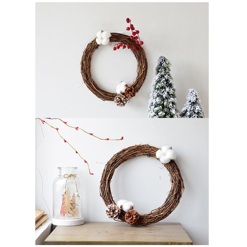 10/12/15/20/25/30cm Natural Rattan Ring Round Christmas Garland Hanging Ornament DIY Floral Wreath Wedding Decoration Home Decor