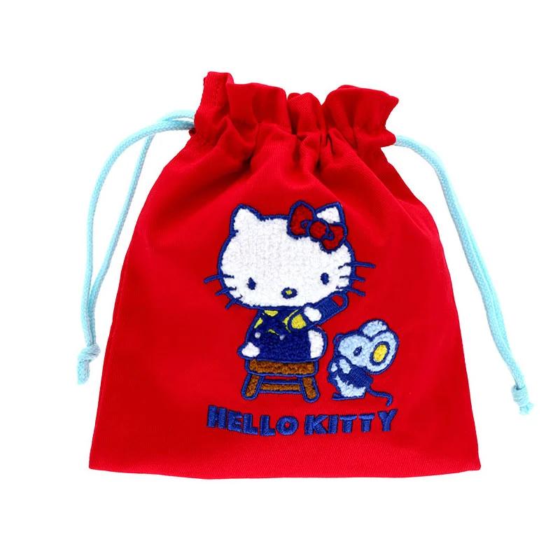 Sanrio Hello Kitty Doubl Sagara Embroidered Drawstring Bag ( Retro ) Japan NEW