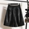 DIMANAF 2024 Plus Size PU Leather Autumn Winter Shorts Women New Black Casual Loose Wide Leg  Women Capris Pants Short Pants