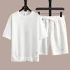 Men's Korean Style Summer Casual Waffle Knit 2-Piece Set: T-Shirt + Shorts
