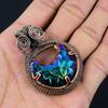 Titanium Druzy Gemstone Copper Wire Wrap Handmade Pendant Jewelry Gift For Love