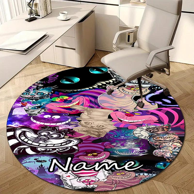 Personalized C-Cheshire cat Round Chair Office Rug - Perfect for Mat, Office Chair & More - Ideal Gift for Birthdays and Holidays