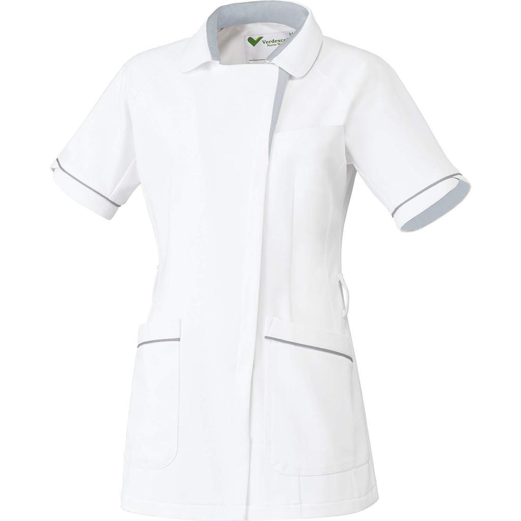 Sykepleieruniform Tunika Medisinsk Sykepleie Verdexel VEM141 Topp Hvit x Sølvgrå S [Midori Anzen] Dame