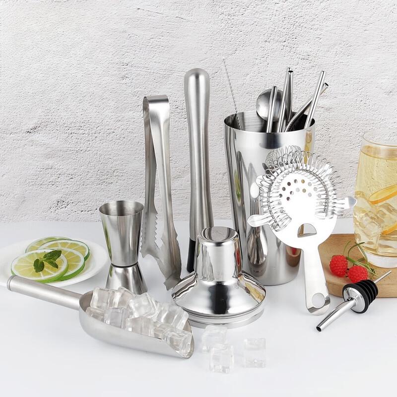 Stainless Steel Cocktail Shaker & Bartending Tool Set