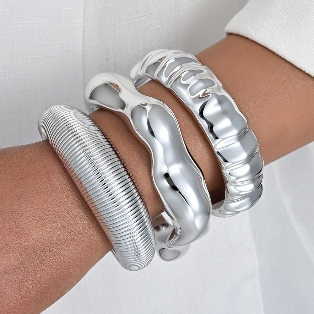 Punk Irregular Resin Bracelet Thickened Exaggerated Chunky Bangles New Cuff Bracelet Set  Women